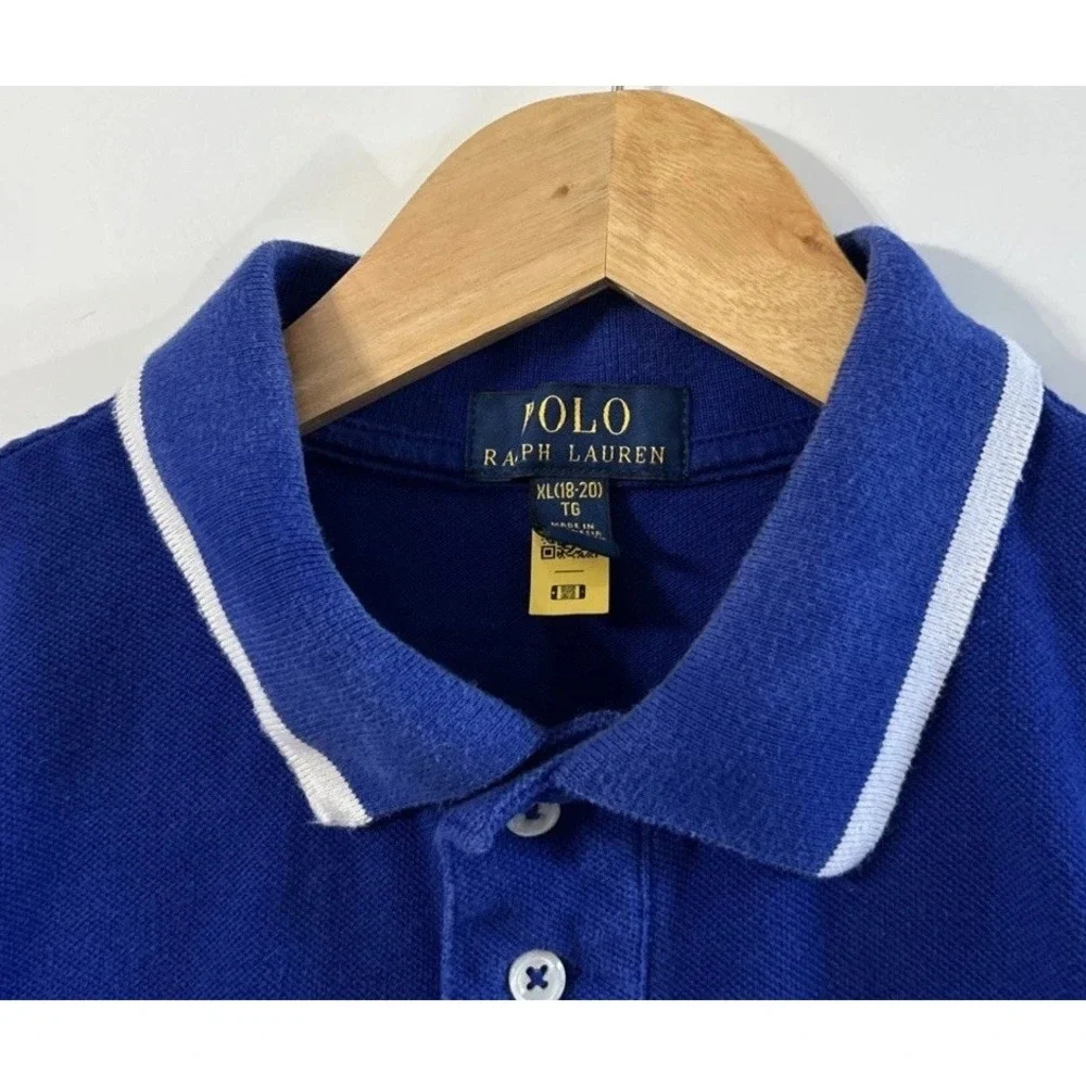 Boys Polo Ralph Lauren Red Multi Colorblock Short Sleeve Polo Shirt XL 18-20